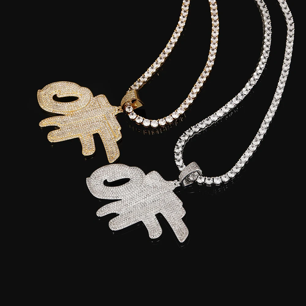 Fashion Jewelry Only The Family OTF Charm Iced Out Bling Two Layers CZ Stone Letter Pendant Tennis Necklace For Men