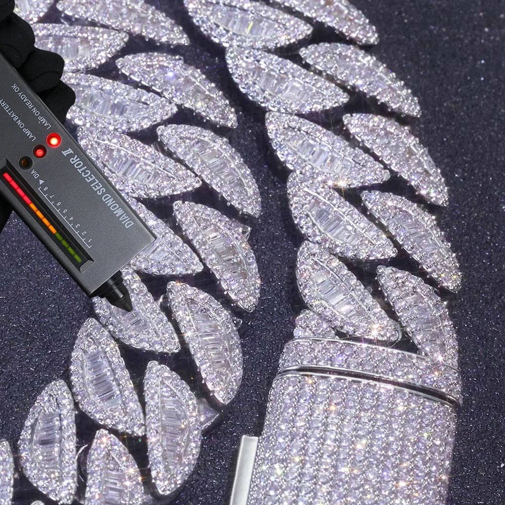 Fine Style 20mm 3 Row 925 Solid Silver Heavy Moissanite Necklace Iced Out Hip Hop Jewelry VVS Best Quality Cuban Link Chain