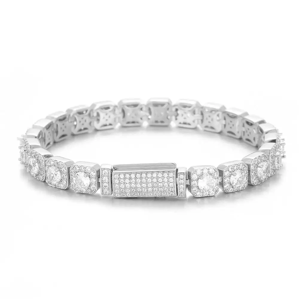 Hip Hop Jewelry 7mm Iced Tennis Chain Necklace Bling Zircon Cluster Diamond Gold Plated Choker for Women Gift