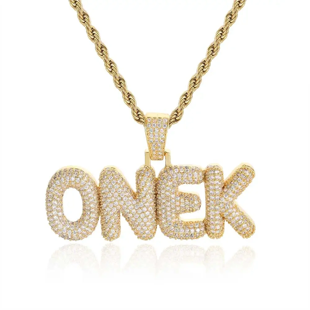 Trendy Hip Hop Pendant Custom Name Letter Splicing Bling High Quality Iced Out Jewelry For Men's Necklace