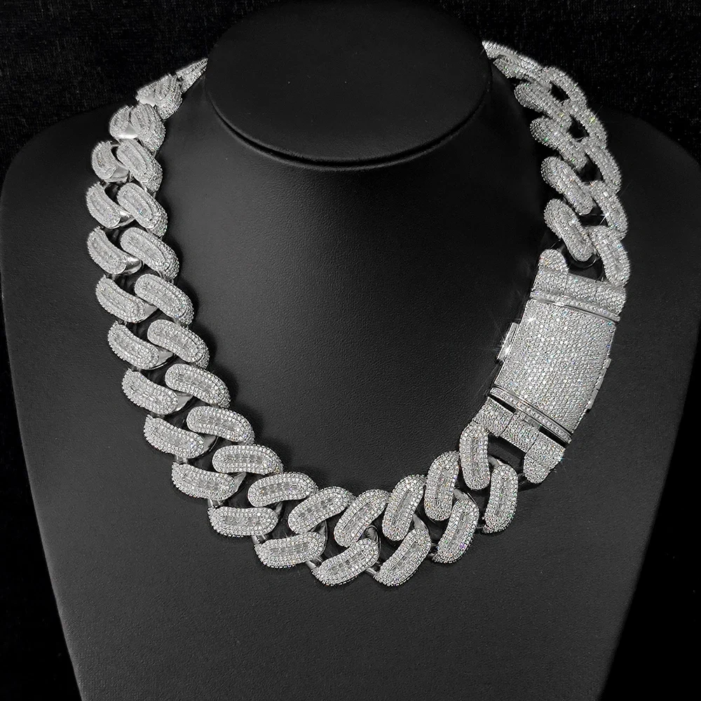 Custom 29mm Big Moissanite Diamond Cuban Link Chain Iced Out Hip Hop Cuban Chain For Men 925Silver VVS Jewelry Charm Necklace