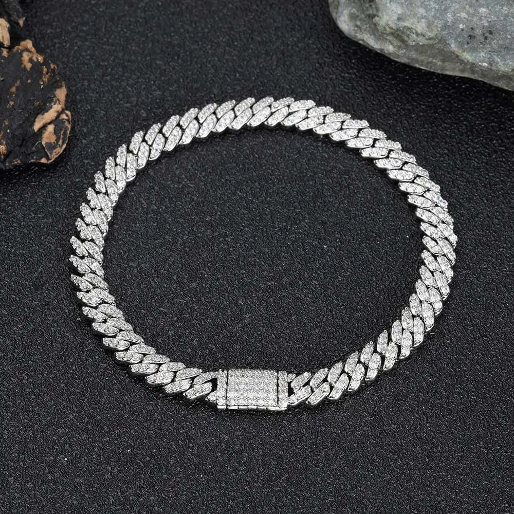 ESKEEM 6MM Width Iced Out Cuban Chain Bling Necklace CZ Golden Miami Cuban Link Chain For Women Men's Hip Hop Jewelry Gifts