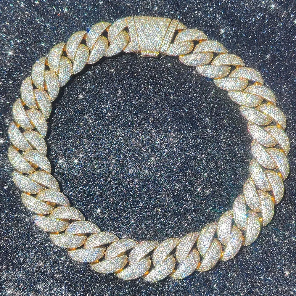 ESKEEM 24mm Chunky Cuban Link Men Choker Jewelry Iced Out Full Diamond Rose Gold Plated Cuban Link Chain Necklace for Women