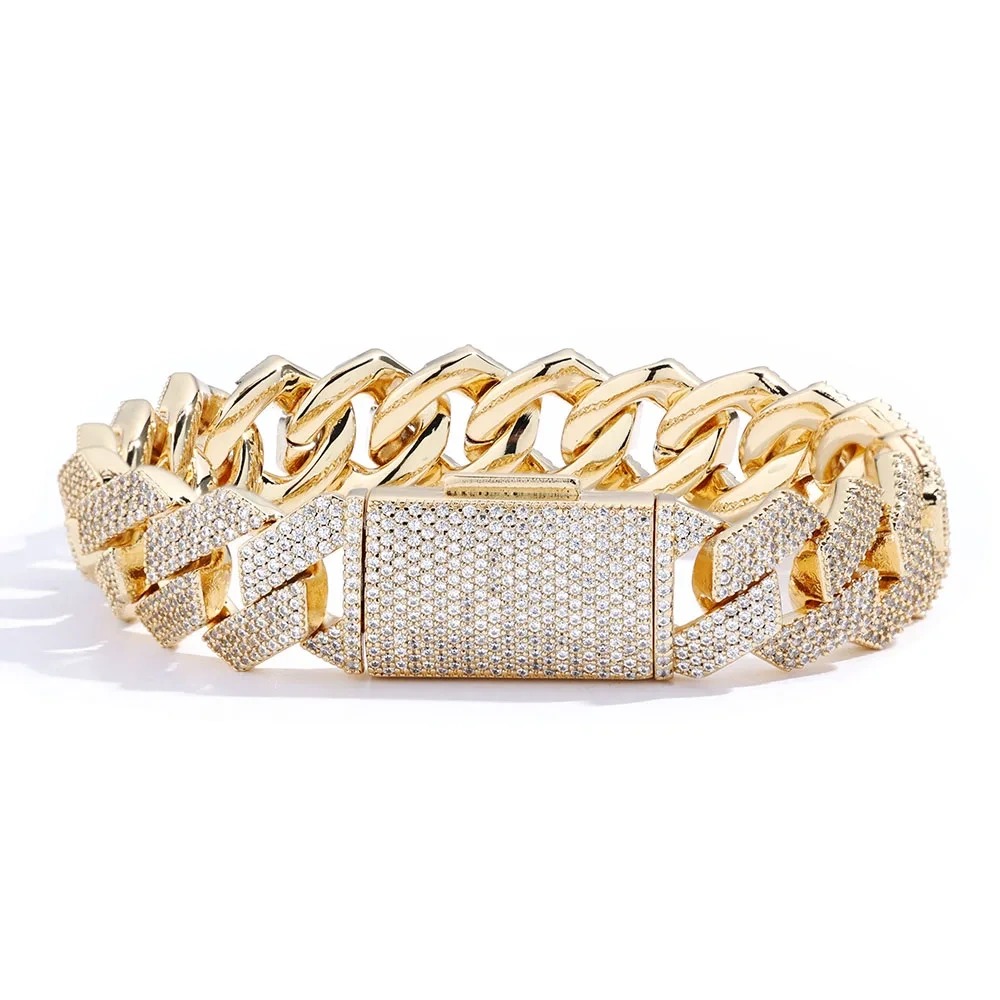 Hip Hop Jewelry 8/10/14/15/16/20/25mm Iced Out Cuban Link Chain Prong Diamond Cubic Zirconia Necklace Various Size Men Women