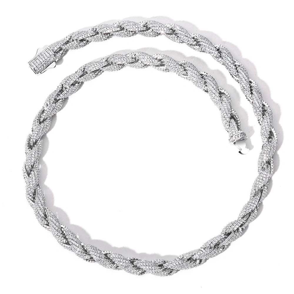 ESKEEM Bling Iced Out Cubic Zirconia Rope Chain Choker for Women Men Hiphop Jewelry Full Pave CZ Necklace