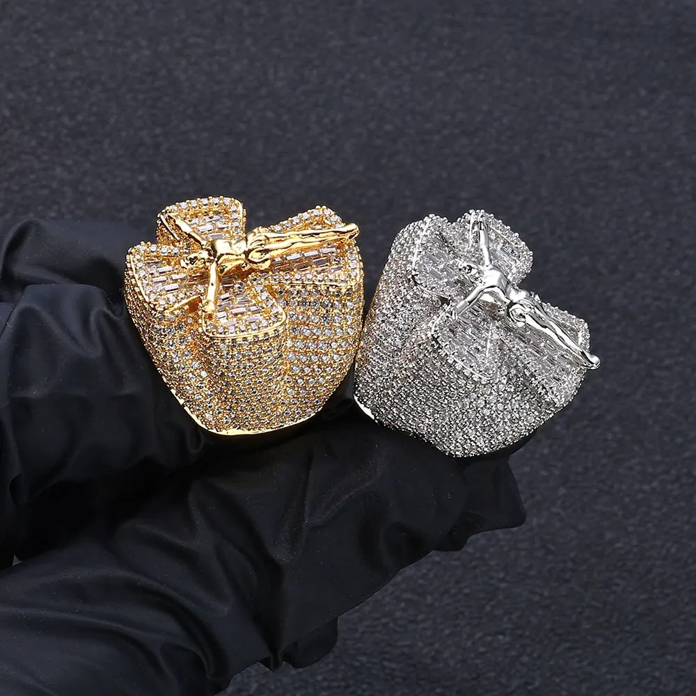 ESKEEm Hip Hop Rapper Jewelry Shiny Religious Cross Jesus Ring for Men Micro Pave Iced Out Cubic Zirconia Cross Ring Party Gift