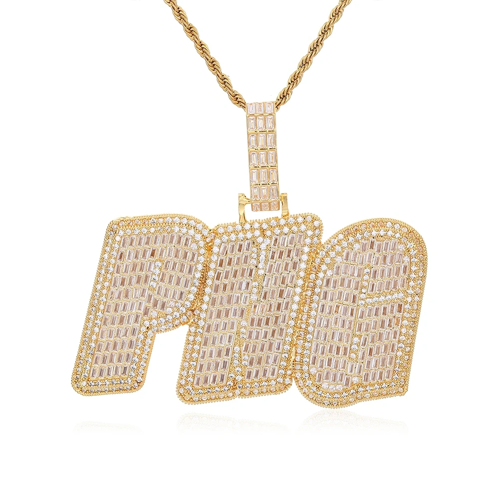 Trendy Fashion Big Size Custom Initials Name Pendant Necklaces Iced Out Bling Hip Hop Letter Pendant Jewelry