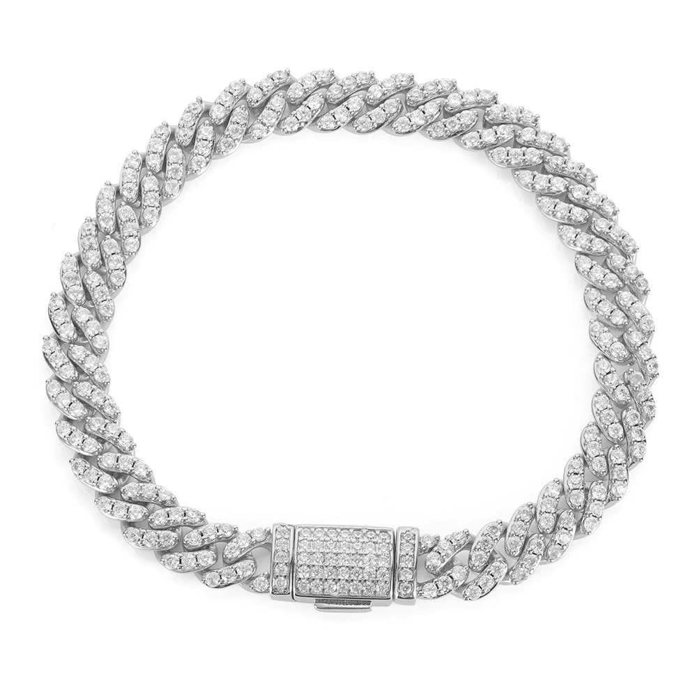 8MM 1 Row 2 Rows Iced Out CZ Cuban Necklace Bling Cubic Zirconia Brass Necklace Miami Cuban Link Chain Hip Hop Jewelry Gifts