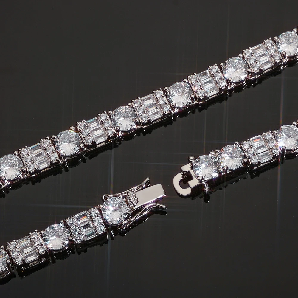 ESKEEM 6.5mm Tennis Chain Bracelet Fashion Jewelry Round Mix Cut Cubic Zirconia Iced Bracelet Women Men Gift