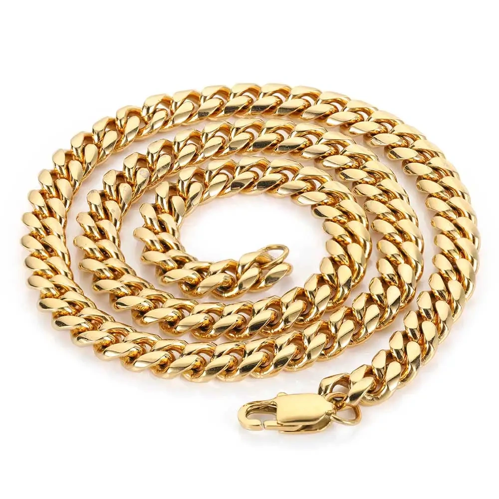 Wholesale 4/5/6/7/8MM Stainless Steel Cuban Link Chain Fashion Gold Plated Cuban Necklace Hip Hop Jewelry Men Women