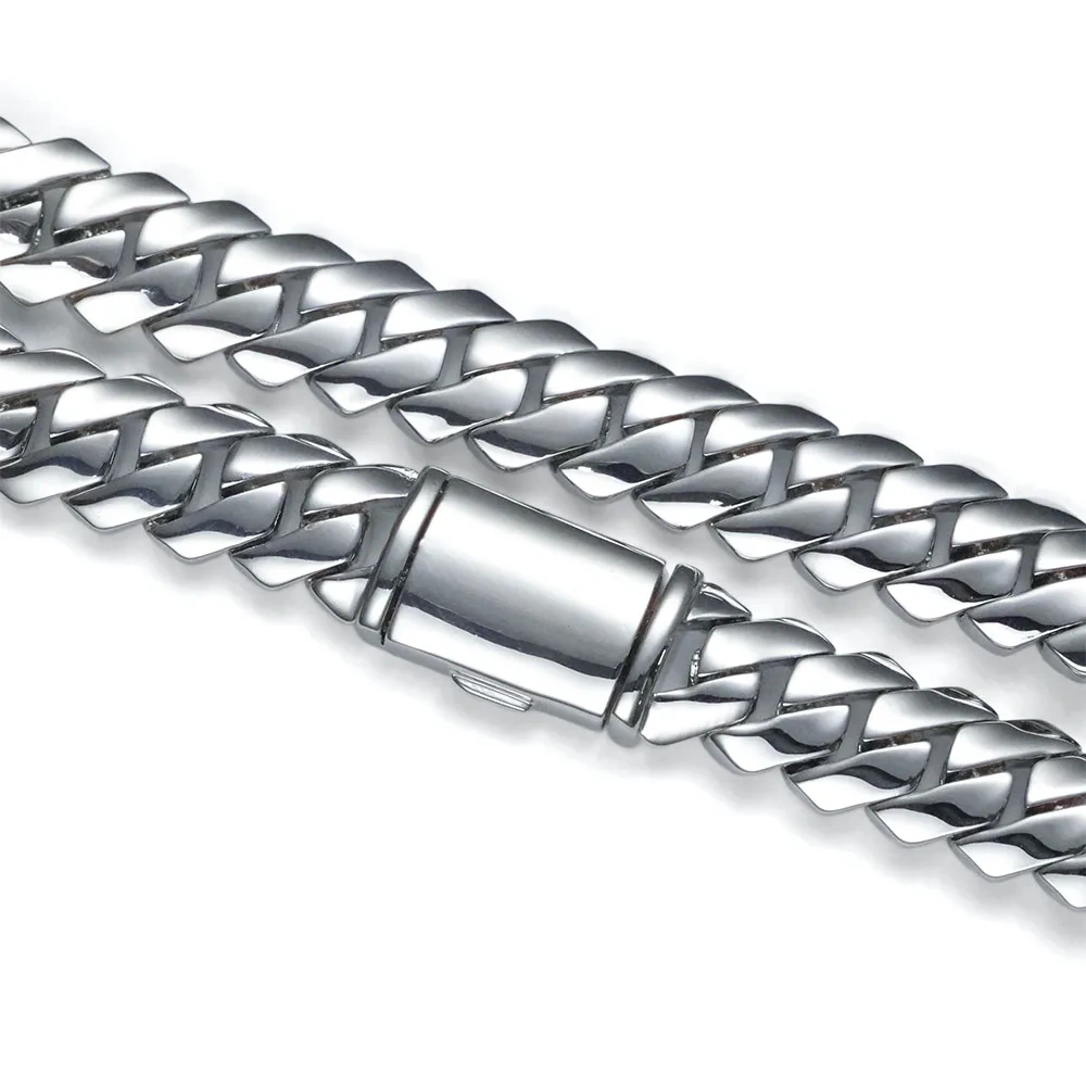 ESKEEM Hip Hop 12MM S925 Silver Solid Filled Monaco Chain Real 14k Gold Plated Miami Cuban Link Choker Necklace Men's Jewelry