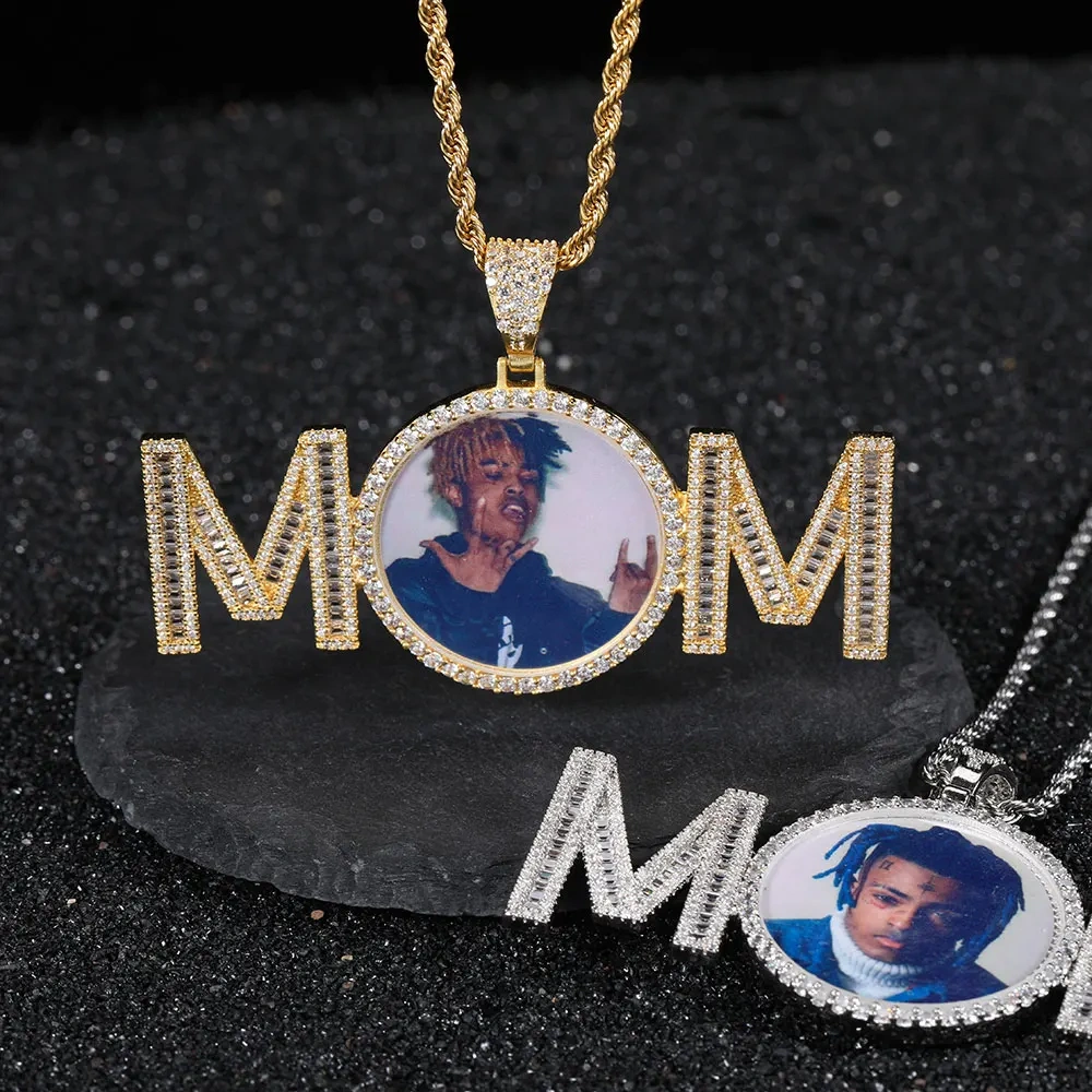 Iced Out Custom Memory Photo Necklace for Women Hip Hop Personalized Medallions Picture Best Gift for Mom Jewelry