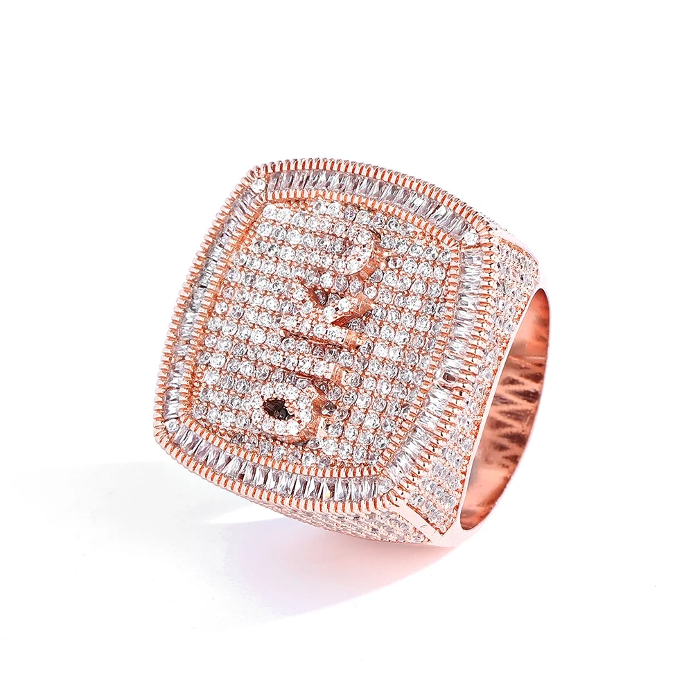 Hip Hop Jewelry Personalised DIY Name Letter Alphabet Ring Square Shape CZ Rings Charms Bling Trendy for Women Man