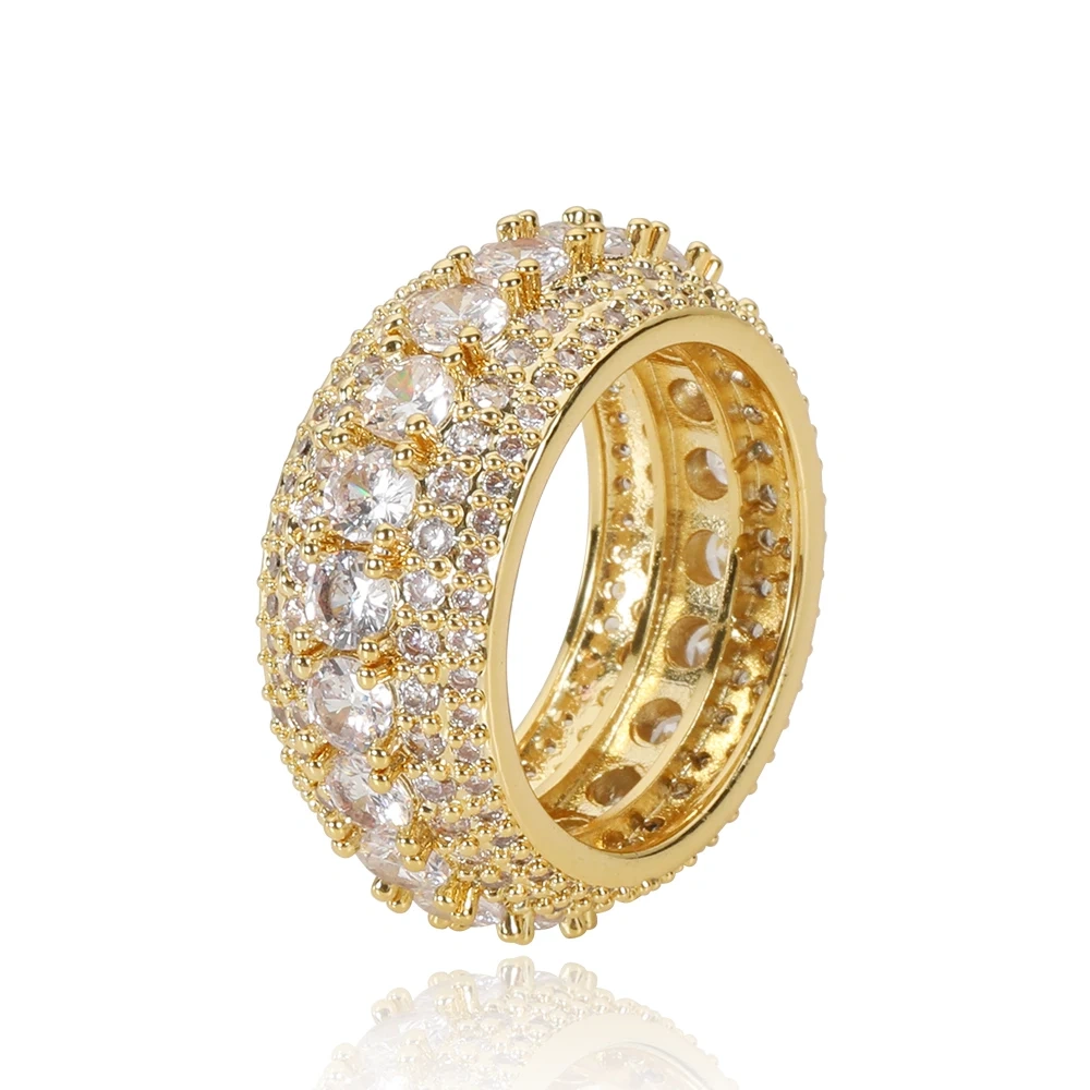 Hip Hop Rapper Rock Quality 5 Row Cubic Zirconia Cuban Rings Fashion Jewelry For Women Iced Cuban Ring Drop Shipping