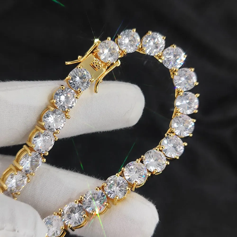 ESKEEM Bling 8mm Big CZ Diamond Tennis Necklace Hip Hop Fine Jewelry Iced Out Cubic Zircon Tennis Chain Necklace Men Women Gift