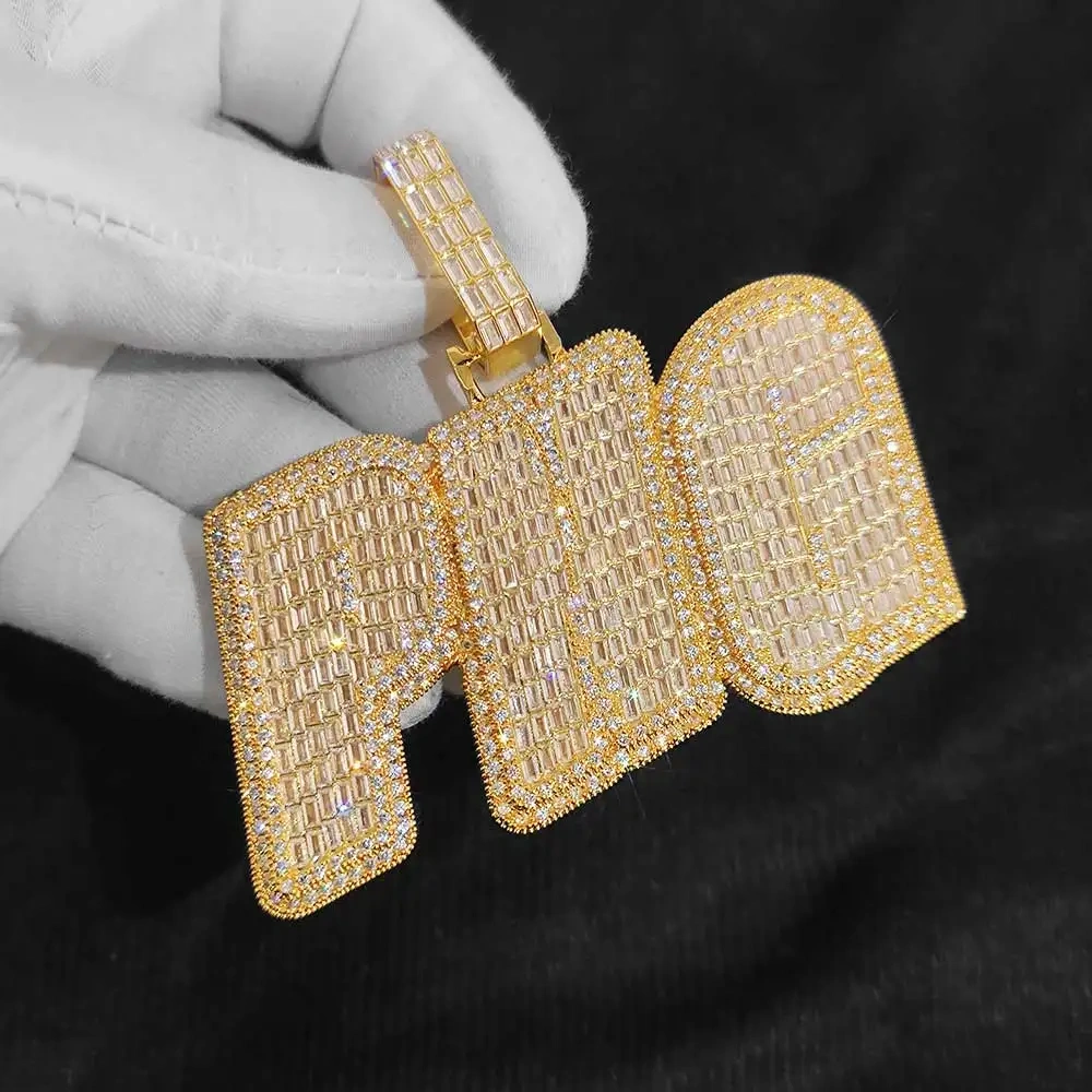 Trendy Fashion Big Size Custom Initials Name Pendant Necklaces Iced Out Bling Hip Hop Letter Pendant Jewelry