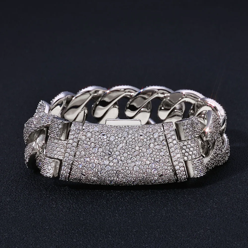 ESKEEM 925 Sterling Silver VVS Moissanite Cuban Necklace Bling Iced Out Cuban Link Chain For Men Fine Hiphop Jewelry