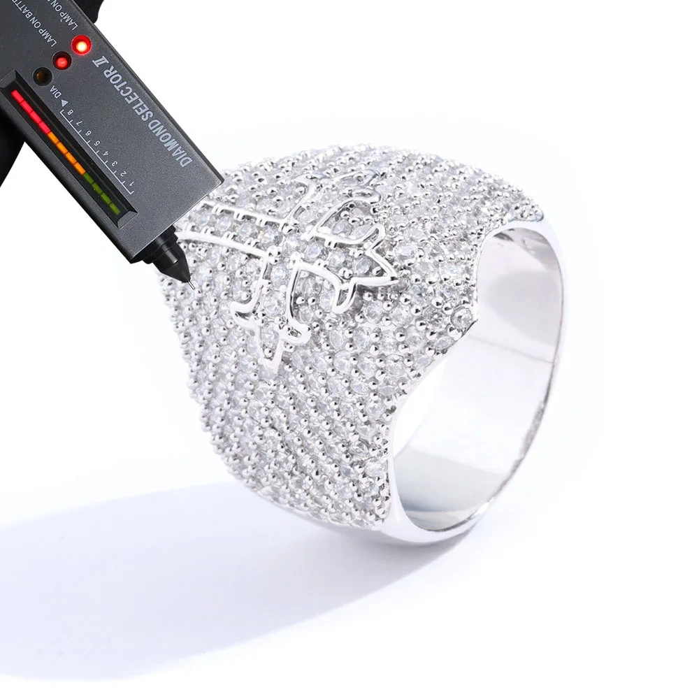 ESKEEM Hot Selling GRA Certificate High Quality 925 Silver Fine Jewelry Iced Out Hip Hop Ring Cross Moissanite Men Rings