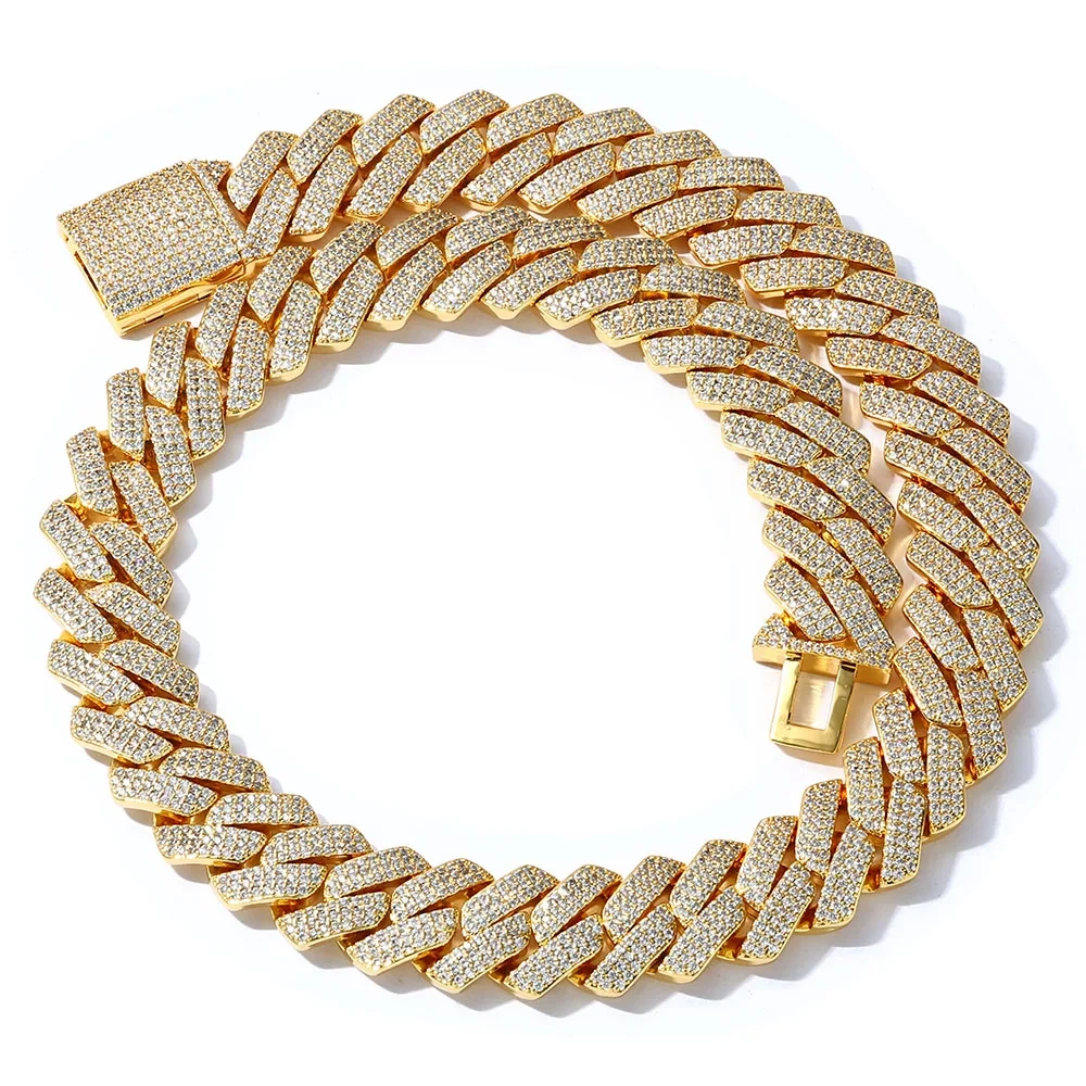 ESKEEM 20/26/36mm Iced Out Diamond Chunky Cuban Link Chain Necklace Gold Plated Hip Hop Jewelry for Men