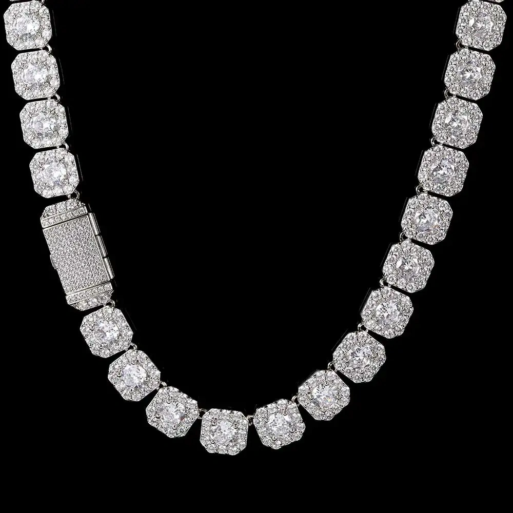 Pendientes 2024 Tendencia Hip Hop Clustered Tennis Chain for Men Iced Out Zircon Necklace Rapper Rock Jewelry