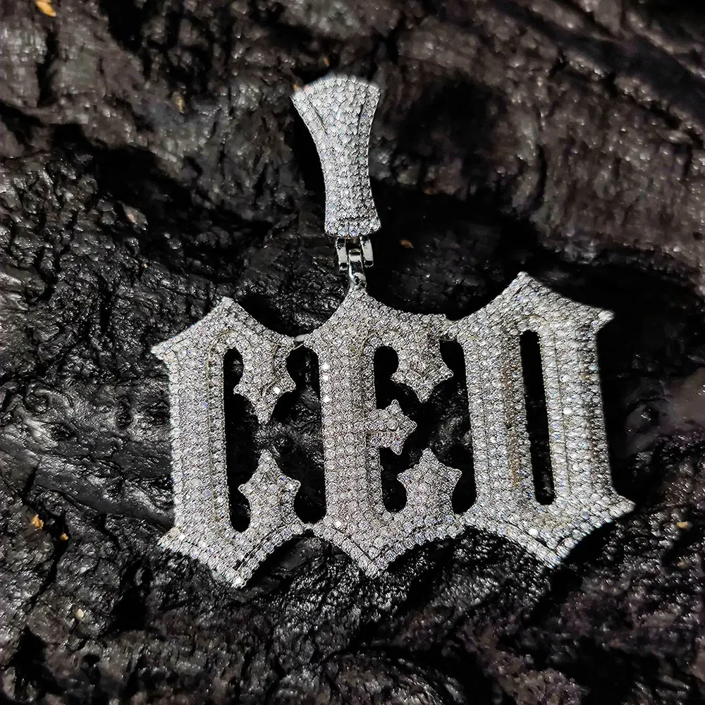Custom New Charm Initial/Number Personalized Pendant 18k Gold Plated Bling Iced Out CZ Old English Name Plate Pendant  ﻿
