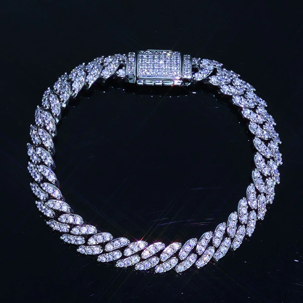 ESKEEM 8MM 1Row Iced Out Cuban Necklace Bling CZ Miami Cuban Link Chain For Women Men's Hip Hop Jewelry Gifts