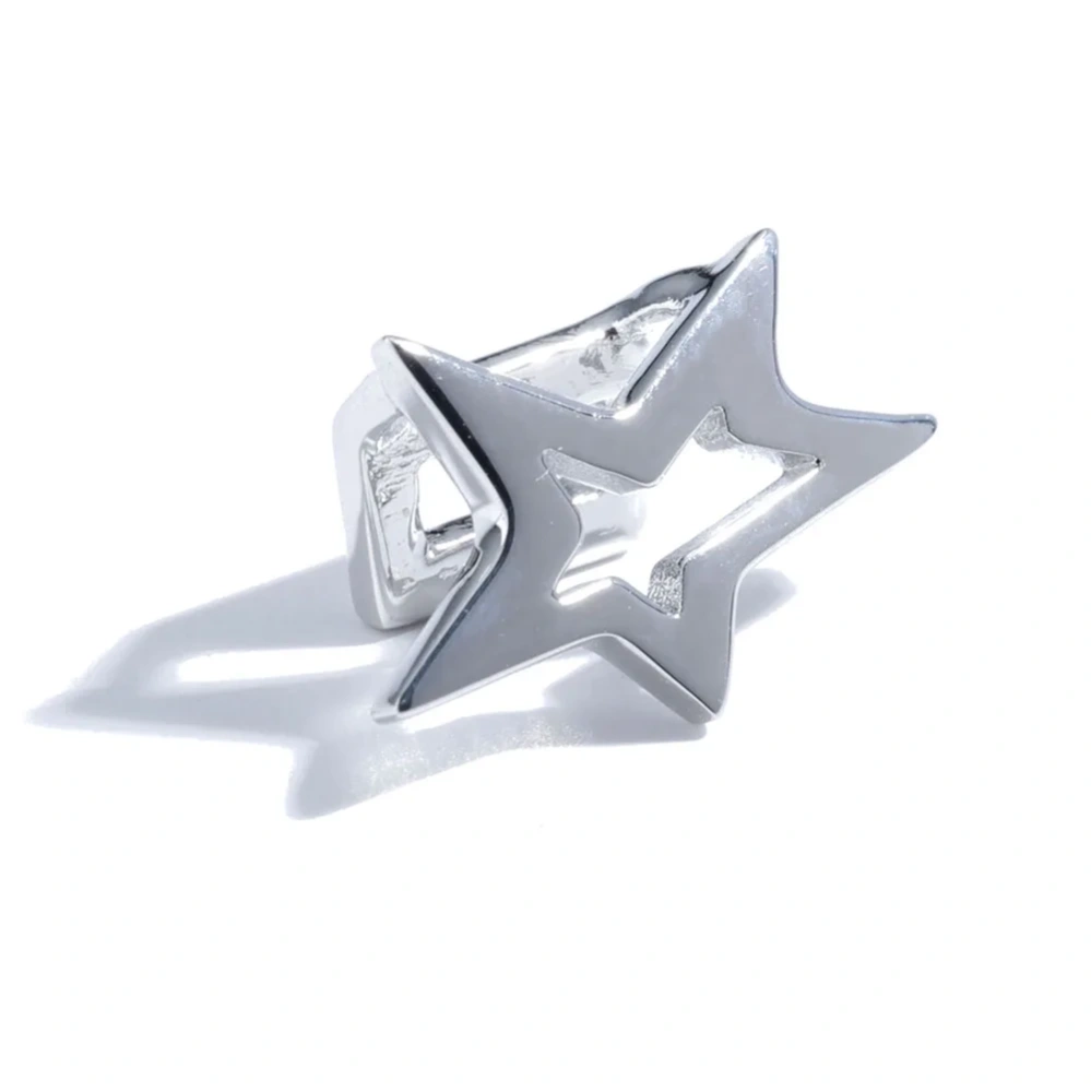 925 Sterling Silver Five Star Teeth Grillz Body Jewelry Single Mouth Hip Hop Tooth Cap Braces Hollow Out Grills