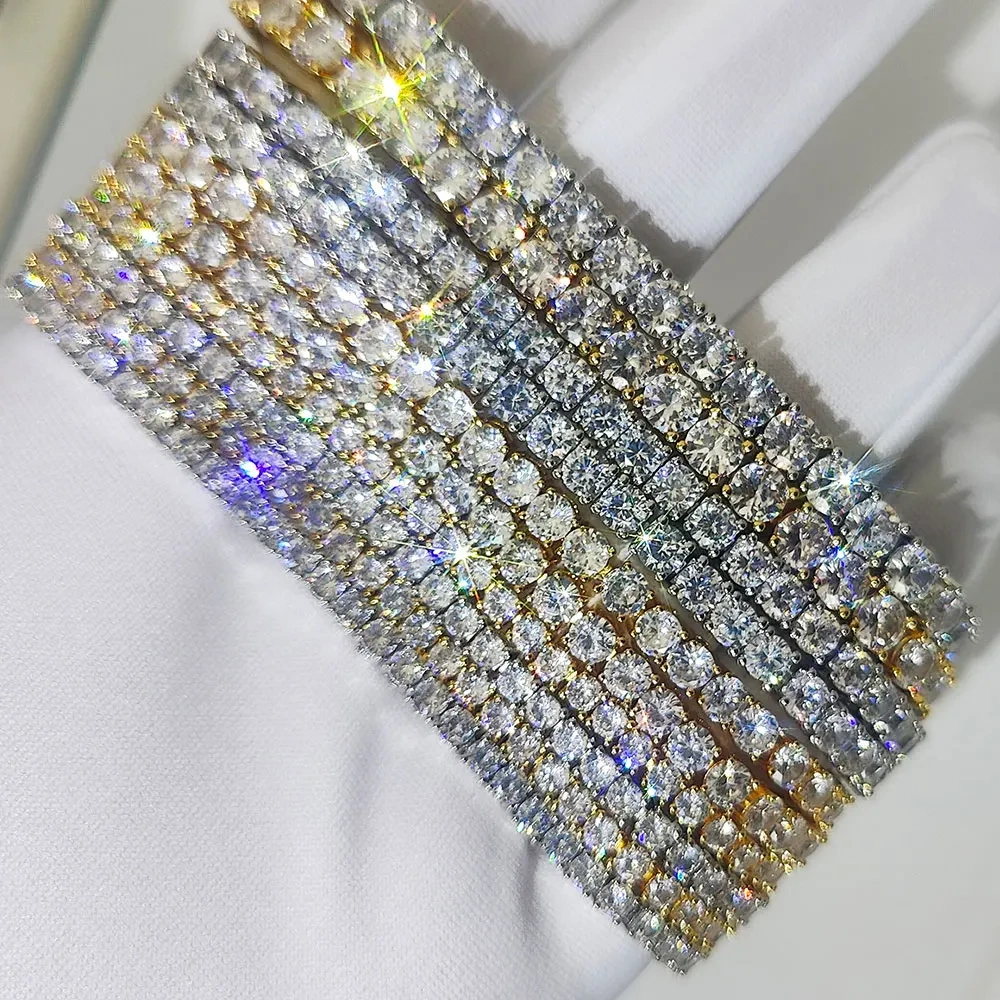 Hip Hop Bling Iced Out 3mm 4mm 5mm One Row Shine Cubic Zirconia Women Men Tennis Chain Bracelet Drop Shipping Free Laser Logo ﻿
