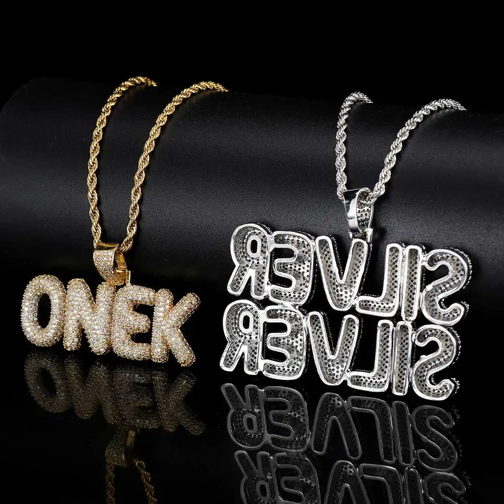 Trendy Hip Hop Pendant Custom Name Letter Splicing Bling High Quality Iced Out Jewelry For Men's Necklace