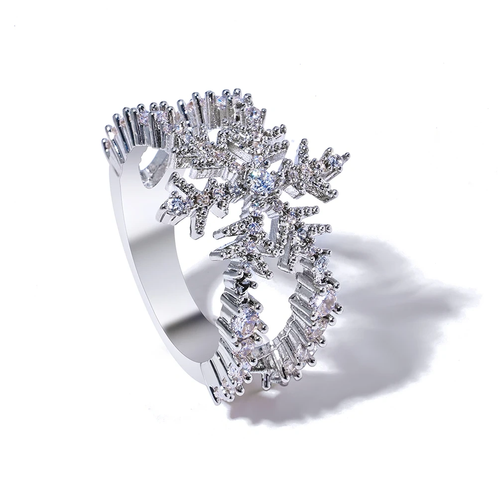 Winter Iced out Snowflakes Christmas Rings Sets Women's Fashion Jewelry for Anniversaries & Holidays
