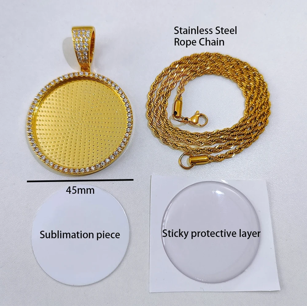 Customized Photo Necklace Men and Women Hip Hop Personalized Picture Pendant 45MM Medium Circle Charm Iced Out Free Custom Logo