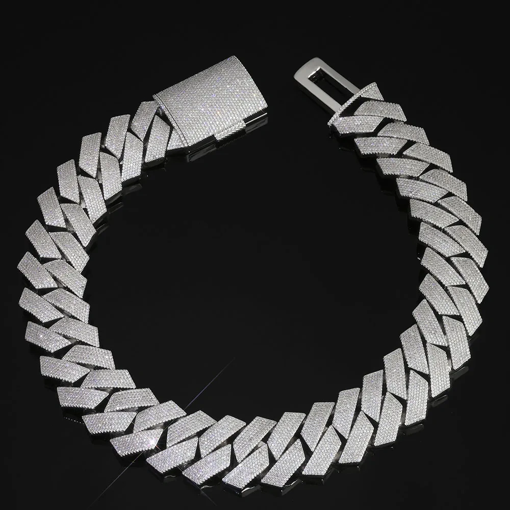 ESKEEM High Quality Heavy 7 Row Cubic Zirconia Cuban Link Chain Necklace 30mm Big Size Iced Out Hip Hop Jewelry for Men