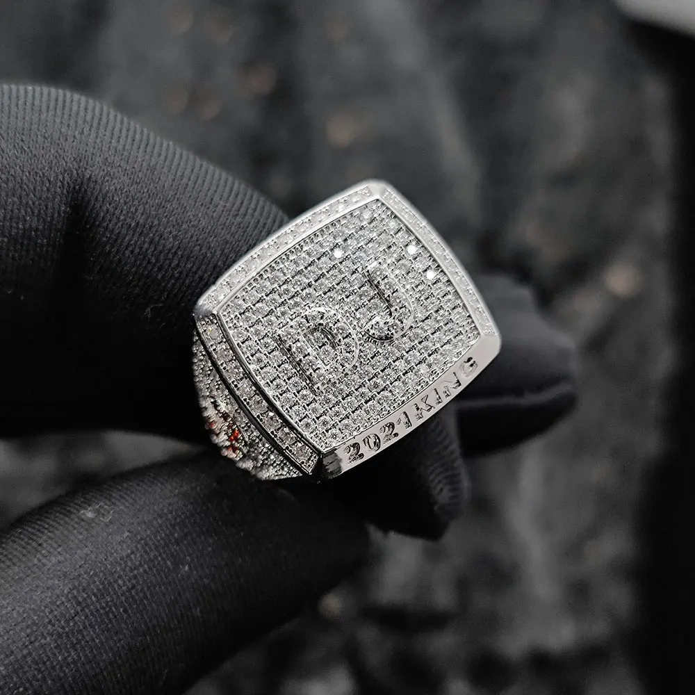 Hip Hop Jewelry Moissanite 925 Sterling Silver Rings Iced Out Diamond Personalized Custom Logo Letter Rings For Men Women