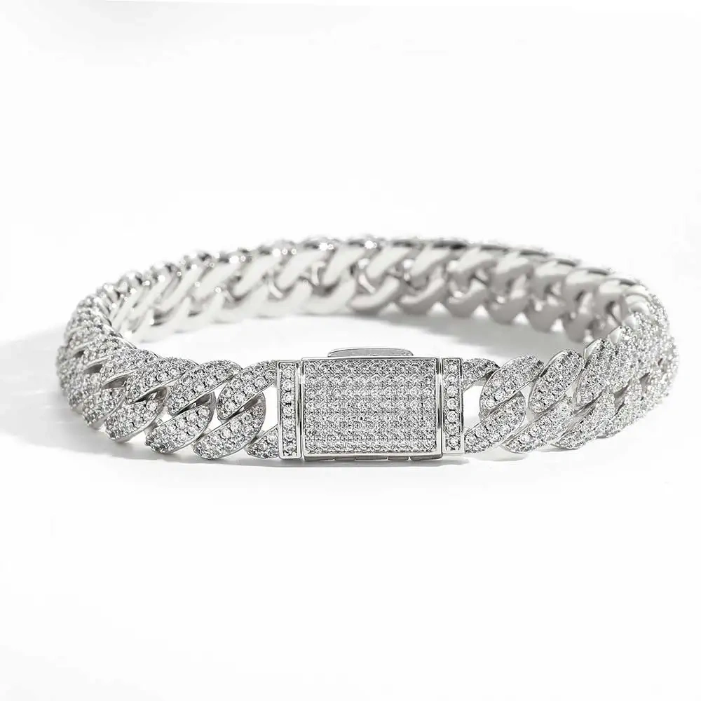 Hip Hop Jewelry 10MM 2 Rows Cubic Zircon CZ Bling Iced Out Cuban Link Chain Necklace For Women Men Gift Inventory Drop Shipping