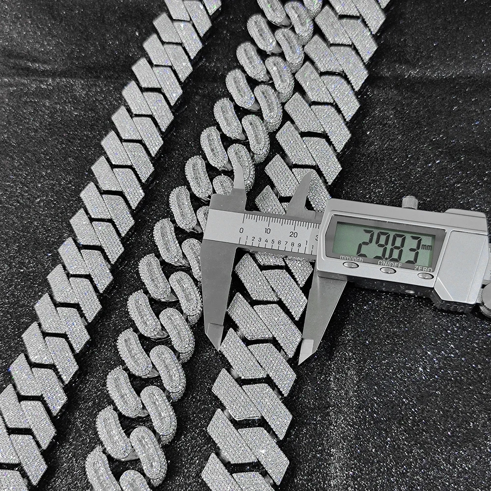 ESKEEM High Quality Heavy 7 Row Cubic Zirconia Cuban Link Chain Necklace 30mm Big Size Iced Out Hip Hop Jewelry for Men