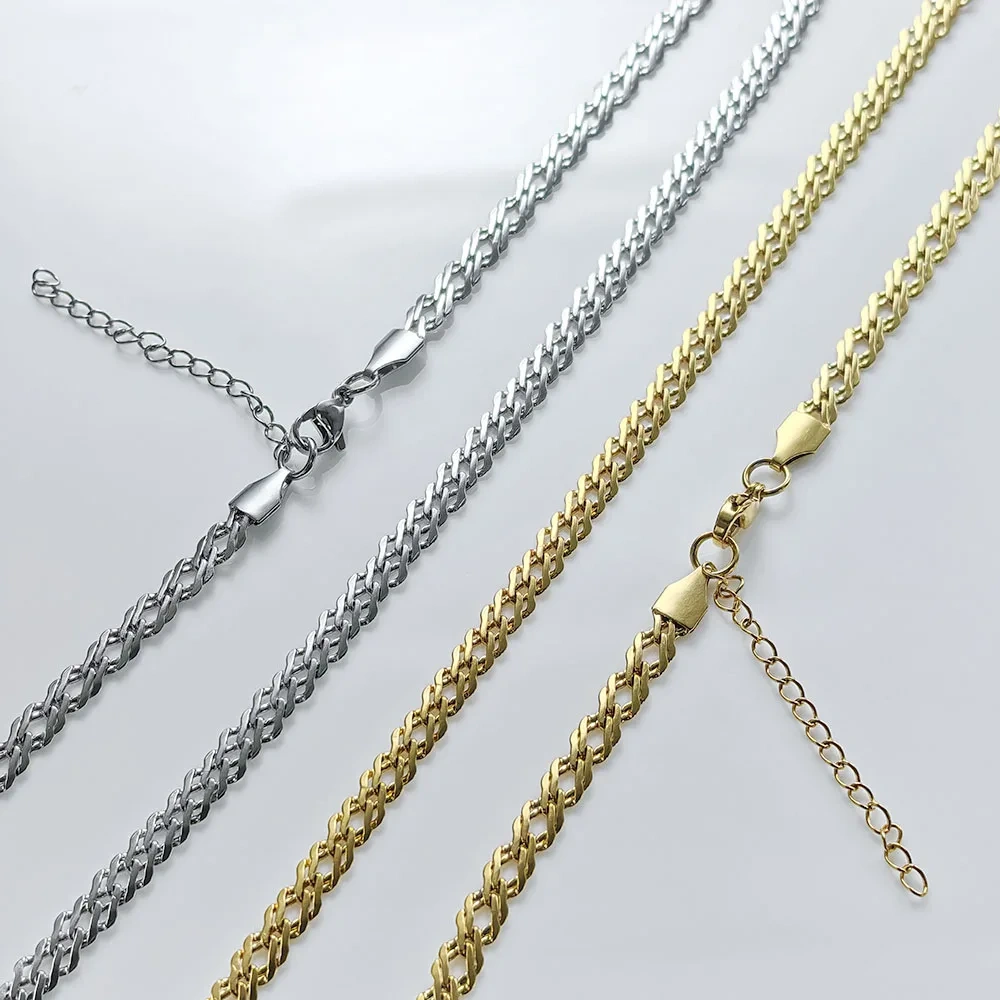 ESKEEM Hip Hop 4mm Stainless Steel Chain Necklace Steel Cuban Link Style Bling Fashion Jewelry
