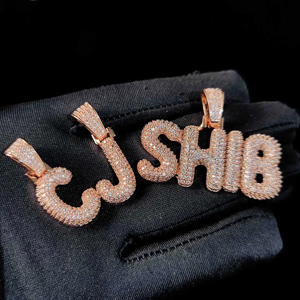 Trendy Hip Hop Pendant Custom Name Letter Splicing Bling High Quality Iced Out Jewelry For Men's Necklace