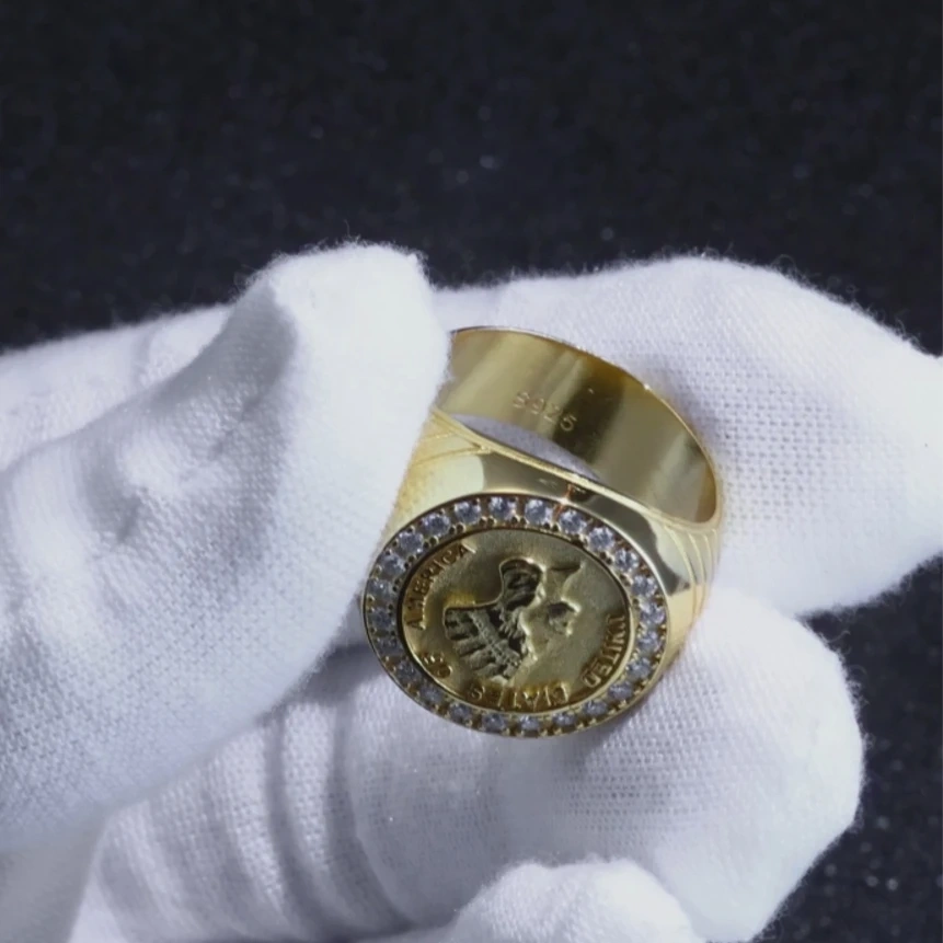 ESKEEM Real 18K Gold Plated Ring Inlaid Moissanite Diamond Single Tail Customized 925 Silver Index Finger Ring Vintage Jewelry ﻿