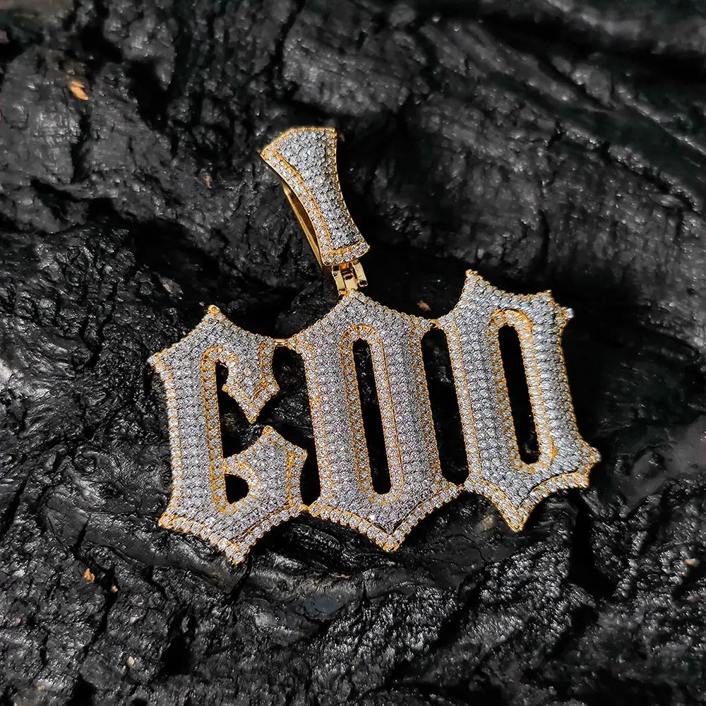 Custom New Charm Initial/Number Personalized Pendant 18k Gold Plated Bling Iced Out CZ Old English Name Plate Pendant  ﻿