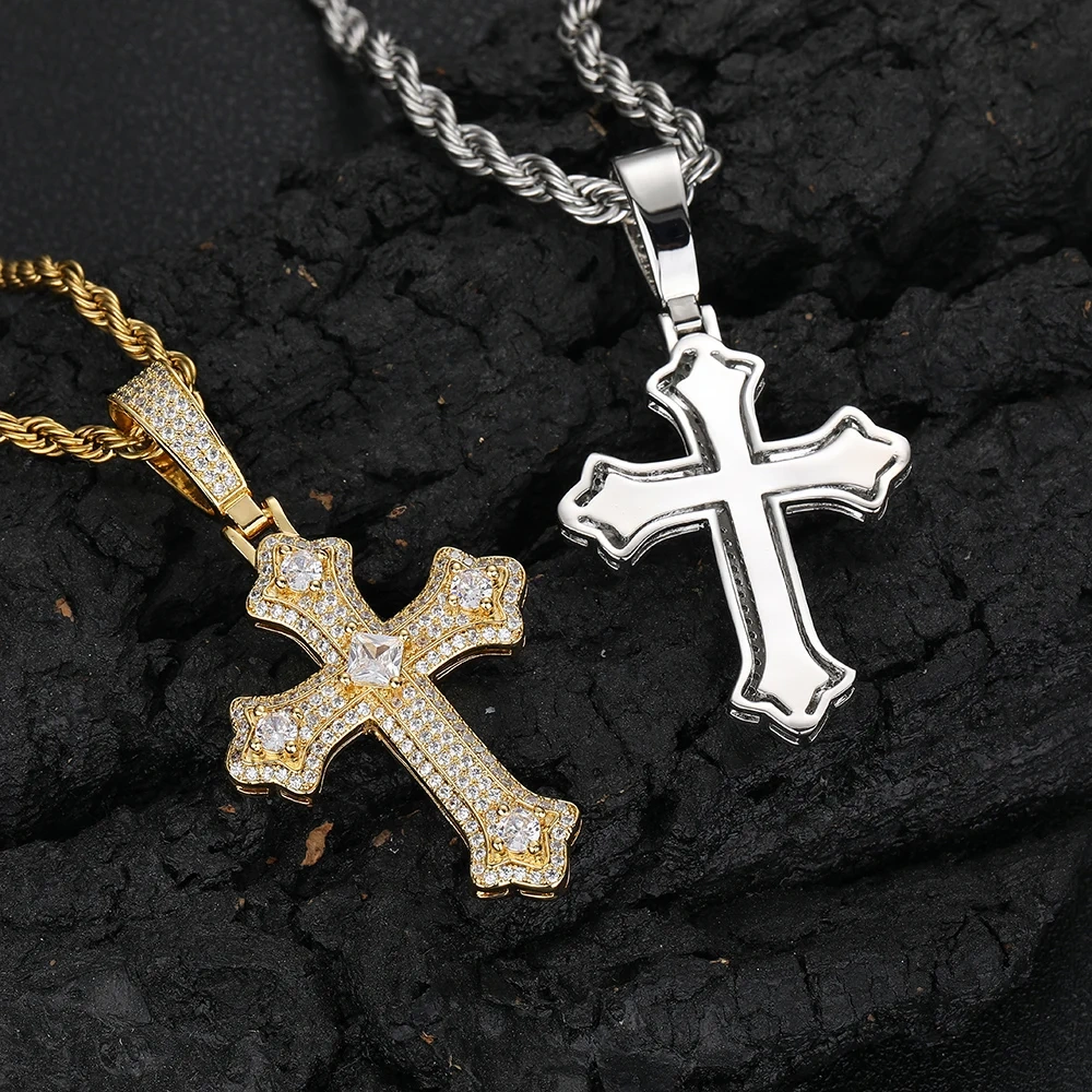 New Arrival Hip Hop Jewelry Full Pave Cross Pendant Necklace Women Christian Cross Charm Ornament Gift Drop Shipping  ﻿