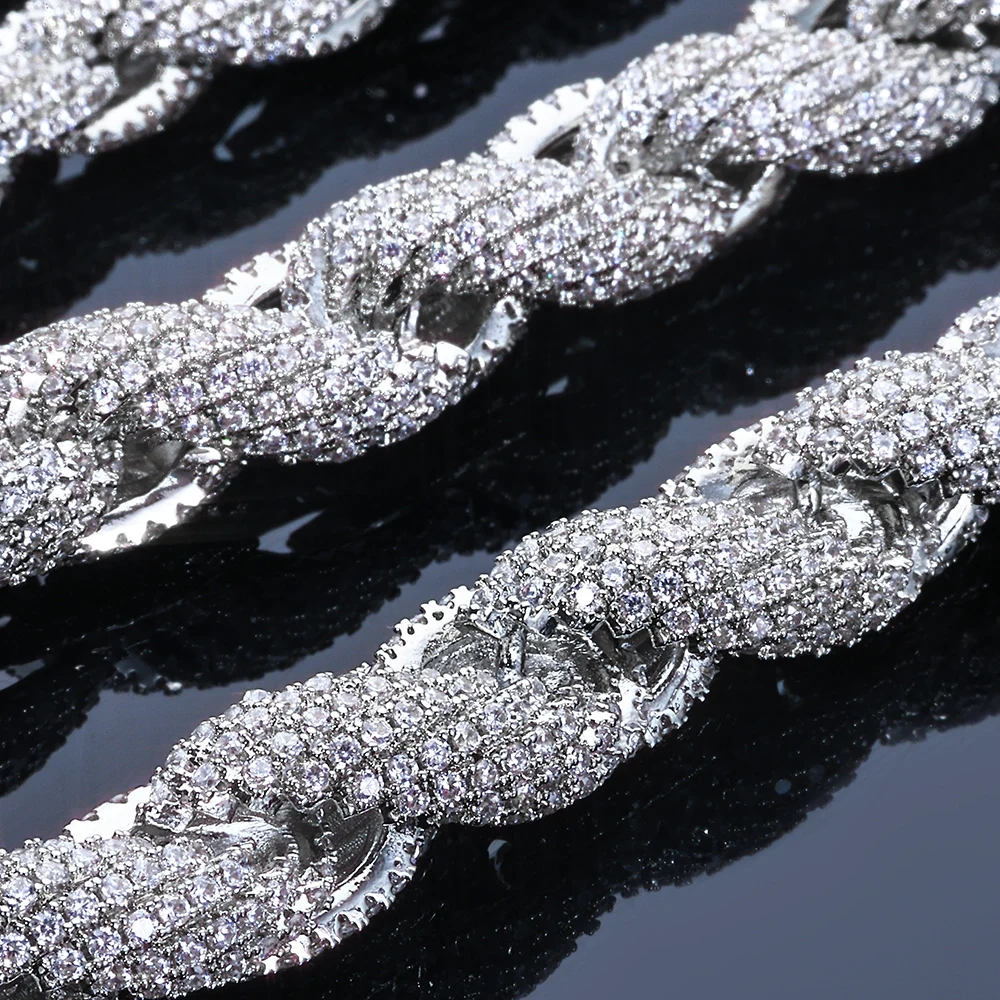 ESKEEM Bling Iced Out Cubic Zirconia Rope Chain Choker for Women Men Hiphop Jewelry Full Pave CZ Necklace
