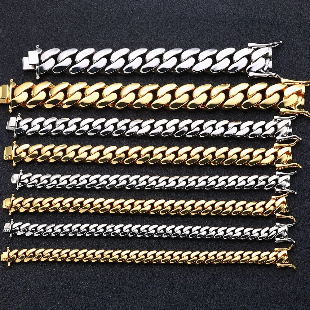 ESKEEM Wholesale 10/12/15/22mm 14K/18K Gold Plated Heavy Miami Cuban Link Chain Necklace for Men Hip Hop Jewelry Cuban Chains
