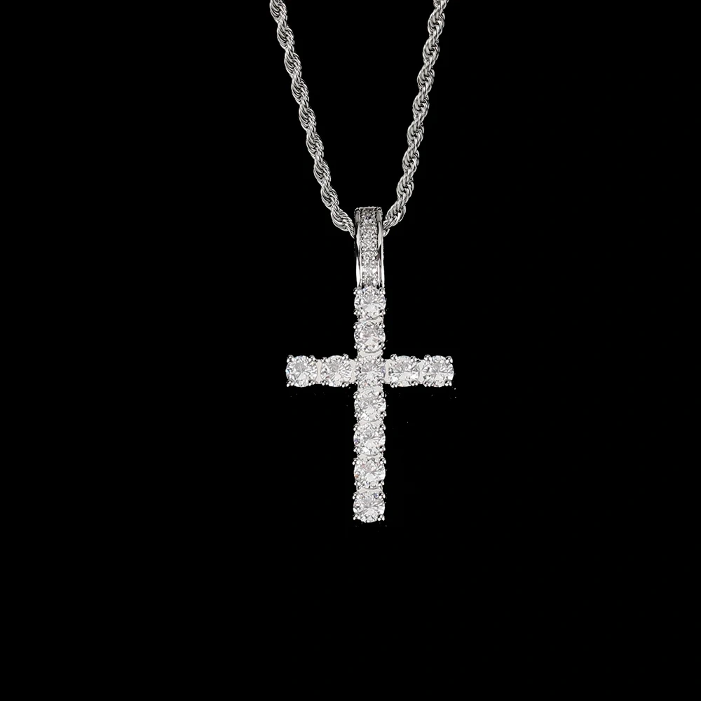 Hip Hop Jewelry Jesus Zircon For Men Women Iced Out Big Cubic Zirconia Cross Pendant Necklace With Tennis Chain