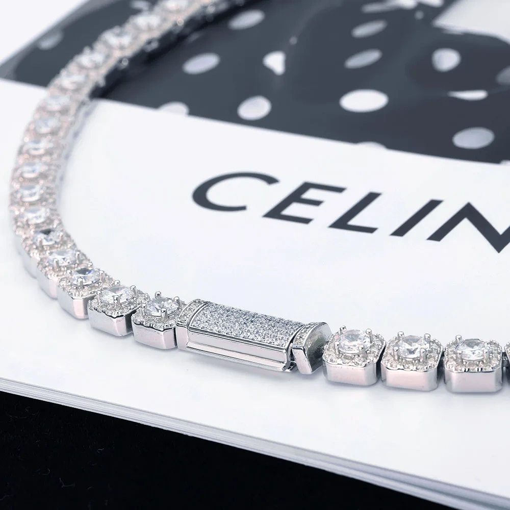 7mm Iced Tennis Chain Bracelet Bling Zircon Cluster Diamond 18k Gold Plated Bracelet for Women Men Birthday Gift Hip Hop Jewelry