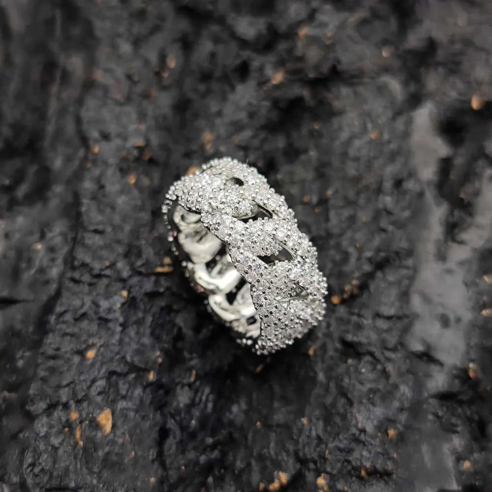 Hip Hop Rapper Rock Quality 5 Row Cubic Zirconia Tennis Rings Fashion Jewelry For Women Drop Shipping