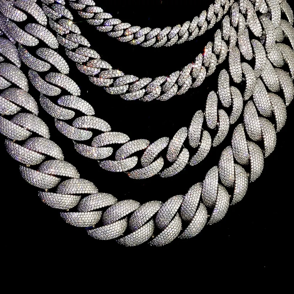 ESKEEM 10/13/18/20/22MM Full Prong-Set Iced Out Bubble Cuban Chain Hip Hop Jewelry Cubic Zirconia Cuban Necklace Bracelet