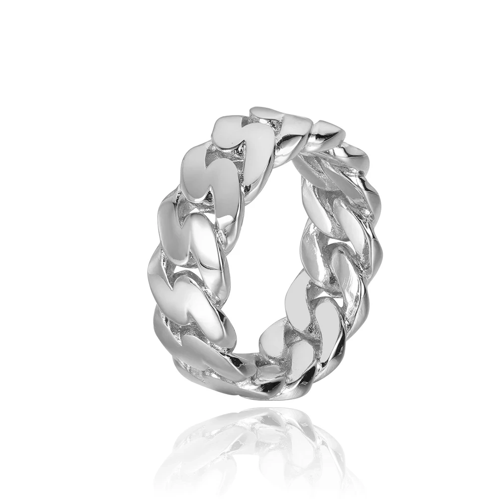 Hip Hop Rapper 8mm Luxury High Quality Plated Cuban Ring For Women Fashion Jewelry Drop Shipping