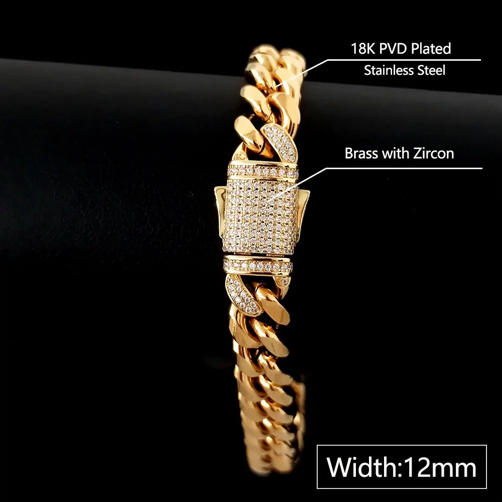 Fashion Jewelry Bling Stone Stainless Steel Hip Hop Cuban Link Chain Necklace Drop Shipping Items For Women