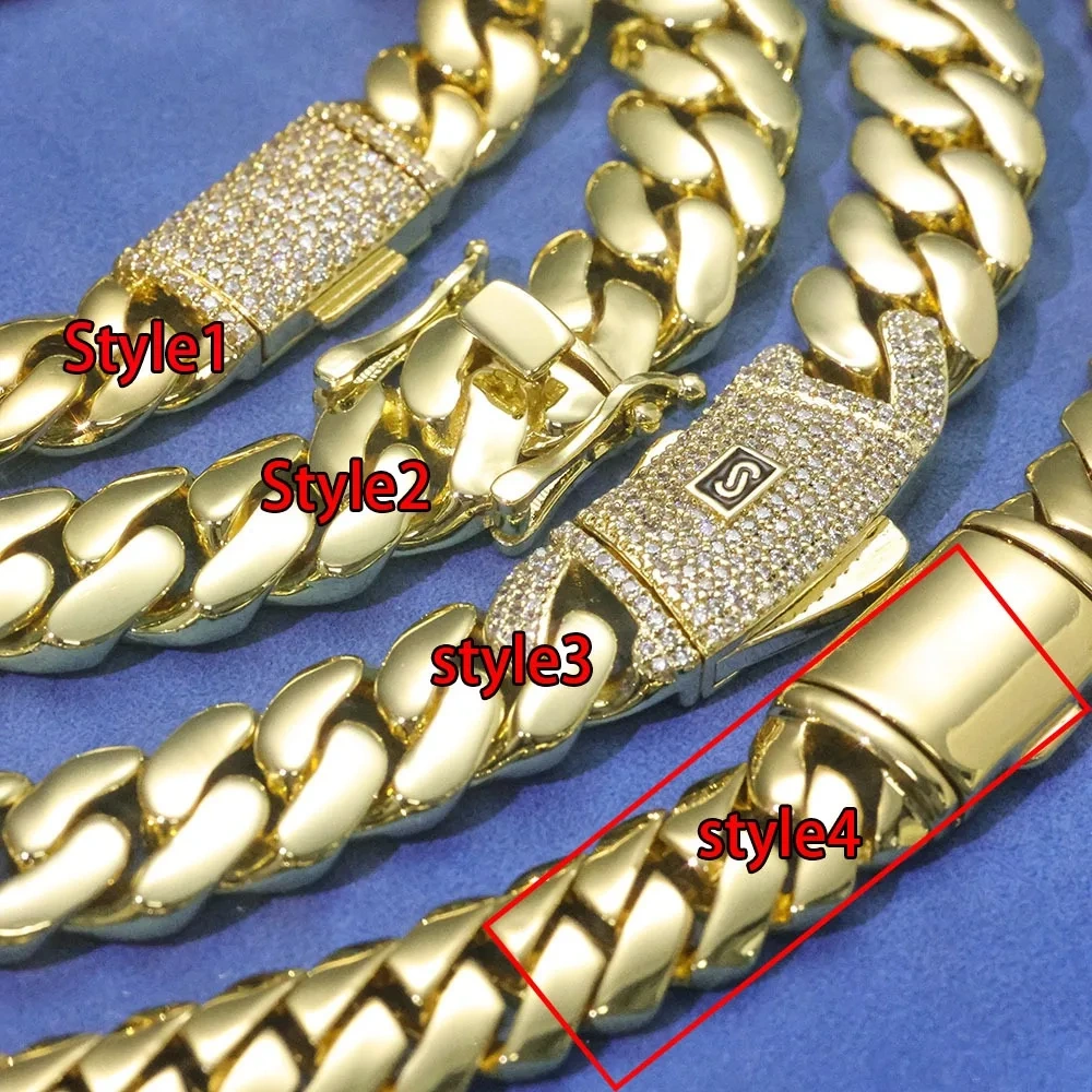 ESKEEM 12mm Cuban Link Chain Necklace 14K Gold Plated Brass Hip Hop Jewelry Customizable Men Women Gift