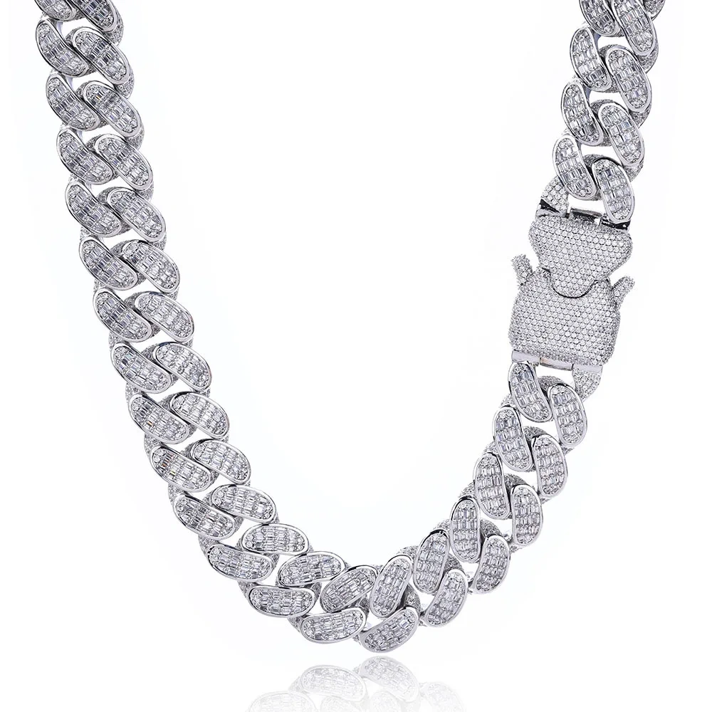 18mm T-Cubic Zirconia Cuban Link Chain Bling Heavy Iced Out Diamond Cuban Necklace For Men Party Gift Hip Hop Jewelry